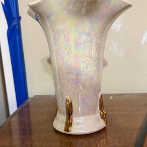 Iridescent Lusterware Vase with Gold Details